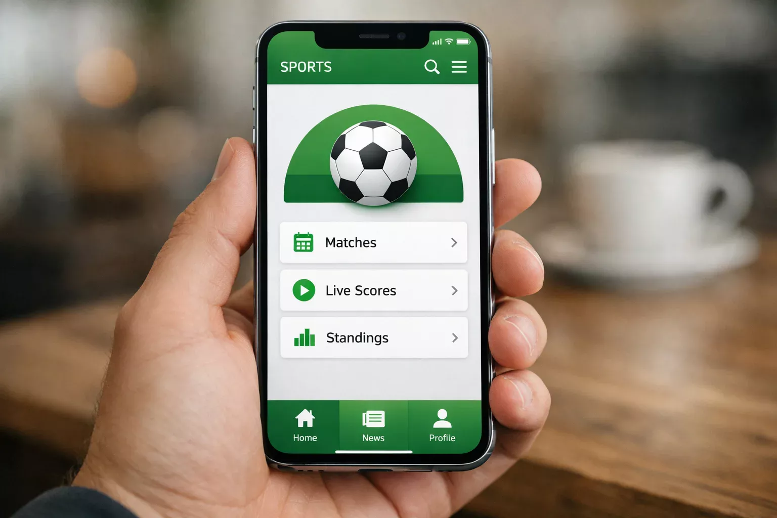 Smartphone con interfaccia di scommesse sportive tenuto in mano