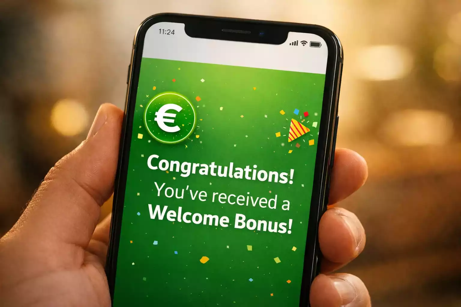 Notifica di bonus su schermo smartphone con simbolo €