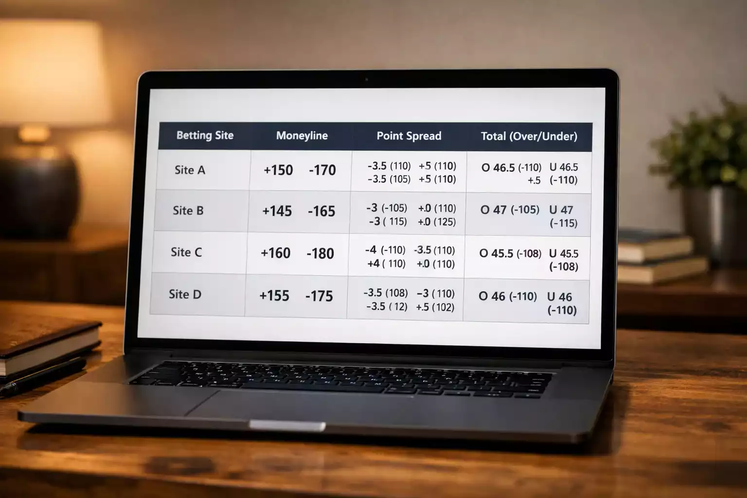 Schermo di laptop con tabella comparativa di quote