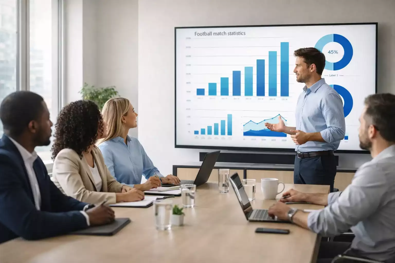 Riunione aziendale con presentazione su schermo